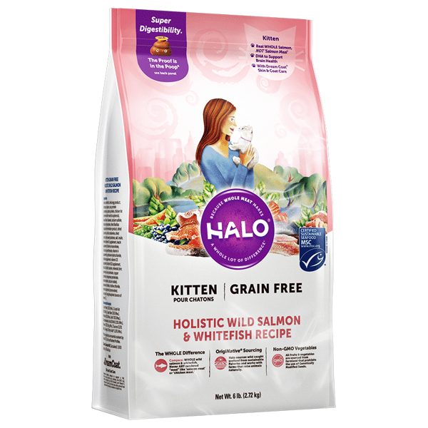 HALO Dry Cat Food Kitten Grain-Free Holistic Wild Salmon & Whitefish Recipe 3lb (圖片1)