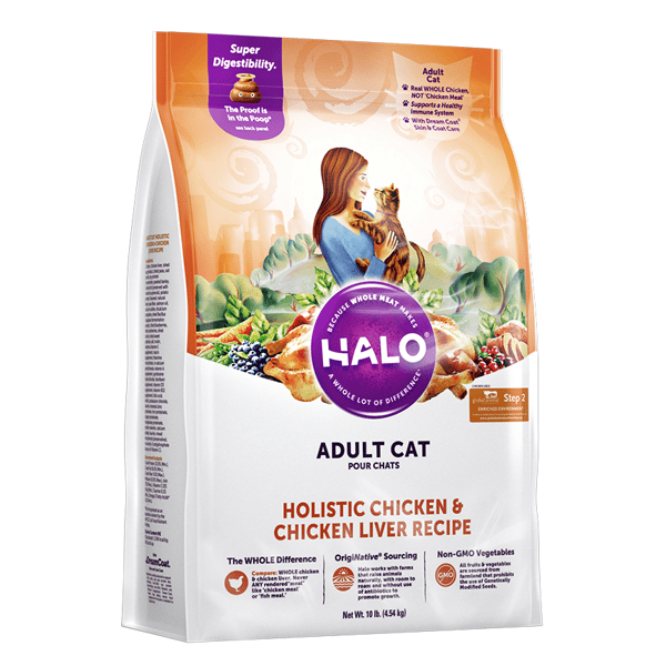HALO Dry Cat Food Holistic Chicken & Chicken Liver Recipe 10lb (圖片1)