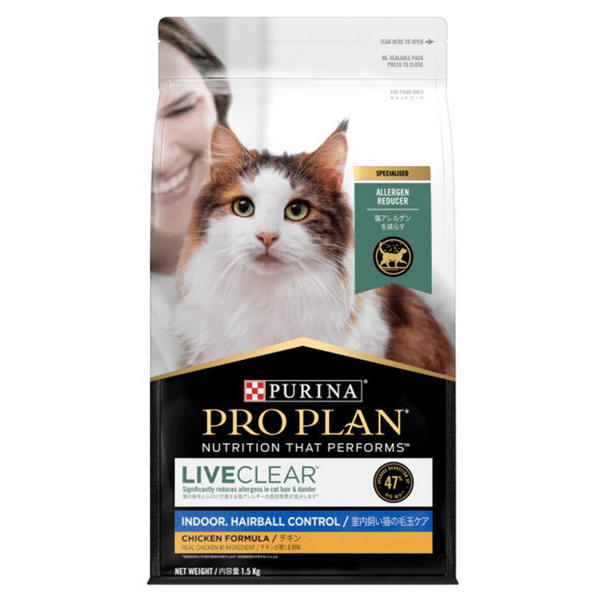 PURINA PROPLAN冠能 貓糧 舒敏系列 成貓室內去毛球配方 雞肉 1.5kg (新舊包裝隨機) (12445055/12472227) (圖片3)