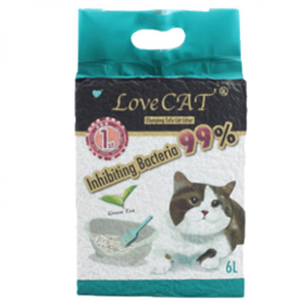 LoveCAT 天然健康 豆腐貓砂 綠茶味 真空包裝 6L (圖片1)
