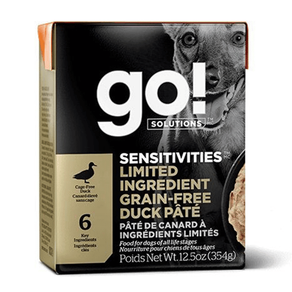 GO! GO! SOLUTIONS 無穀物狗濕糧 低敏美毛系列 鴨肉醬 354g 354g  正面圖