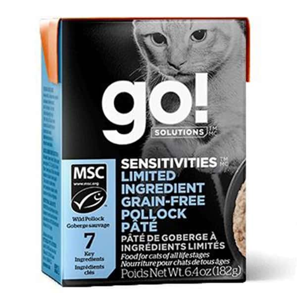 GO! SOLUTIONS Tetra Pak SENSITIVITIES Limited Ingredient Grain Free Pollock Pâté Cat Recipe 182g (1266022) (圖片1)