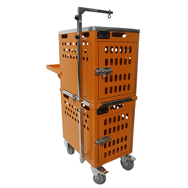 Solidpet蘇力 Solidpet蘇力 寵物籠 貓籠狗籠 鋁固定飛機籠組合 有輪款 三號 橙色 正面圖