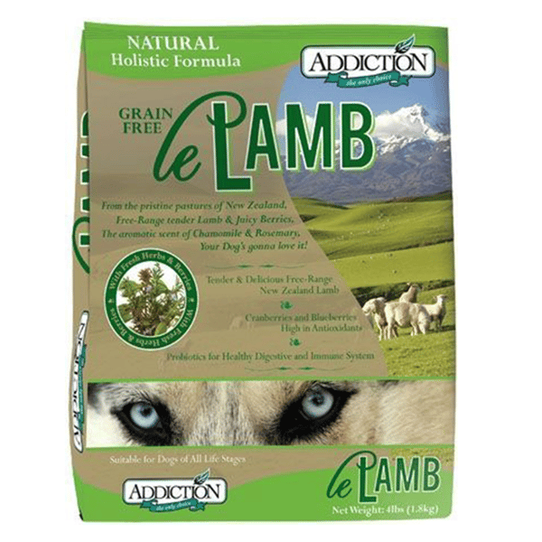Addiction Addiction 狗糧 天然⽺⾁無榖物成⽝配⽅ 4lbs 4lb  正面圖