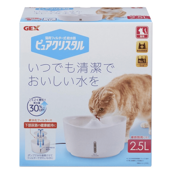 GEX 飲水機 日本版 Pure Crystal 貓用循環式飲水器 2.5L (白色) (圖片1)