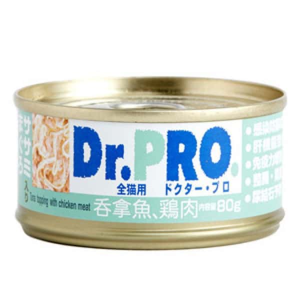 Dr. Dr. PRO 全機能貓罐頭 吞拿魚．雞肉味 80g 80g  正面圖
