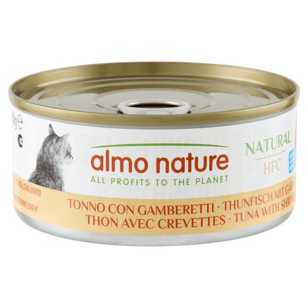Almo Nature HFC 貓罐頭 天然系列 吞拿魚+鮮蝦 150g (5128) (圖片1)