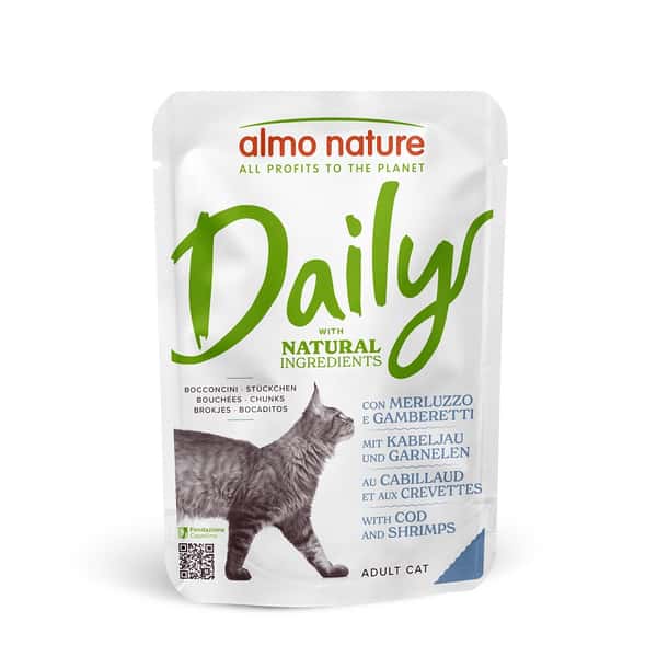 Almo Almo Nature Daily 貓濕糧 鱈魚+鮮蝦 70g 70g 正面圖
