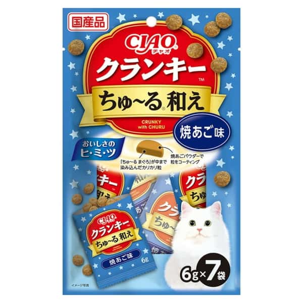 CIAO CIAO 貓零食 日本夾心貓餅 燒飛魚 6g 7袋入 6g 正面圖