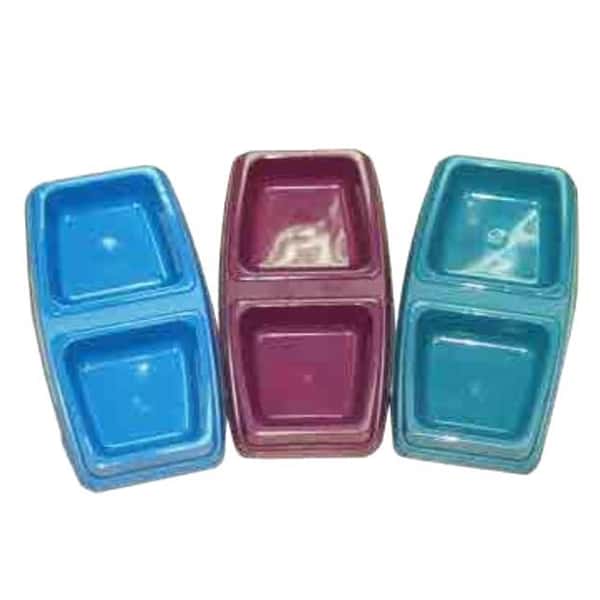 Petmate 寵物食物碗 孖碗 薄款 綠色 9.6吋 x 5.5吋 (DL1324) (圖片1)