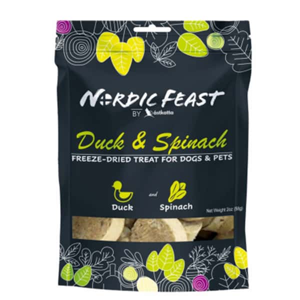Nordic Nordic Feast 凍乾貓狗小食 鴨肉+菠菜 58g 58g 正面圖