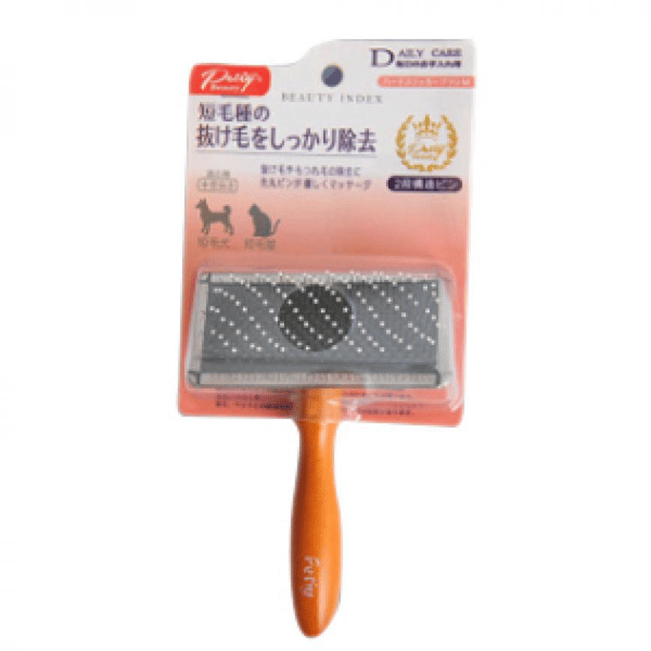 Petiy Beauty 用具嚴選 兩段結構木柄鋼絲梳毛刷 中碼 (短毛貓犬用) (Y91025) (圖片1)