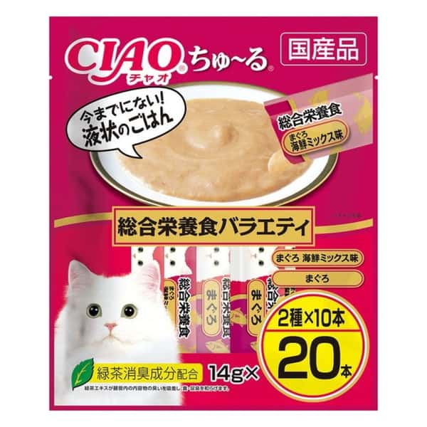 CIAO CIAO 肉泥 貓零食 綜合營養組合裝 14g 20本入 14g  正面圖