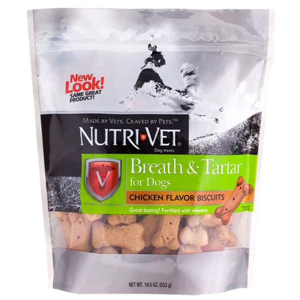 Nutrivet Nutrivet 犬用防牙石清新口氣雞肉餅 19.5oz 5oz 犬用 正面圖