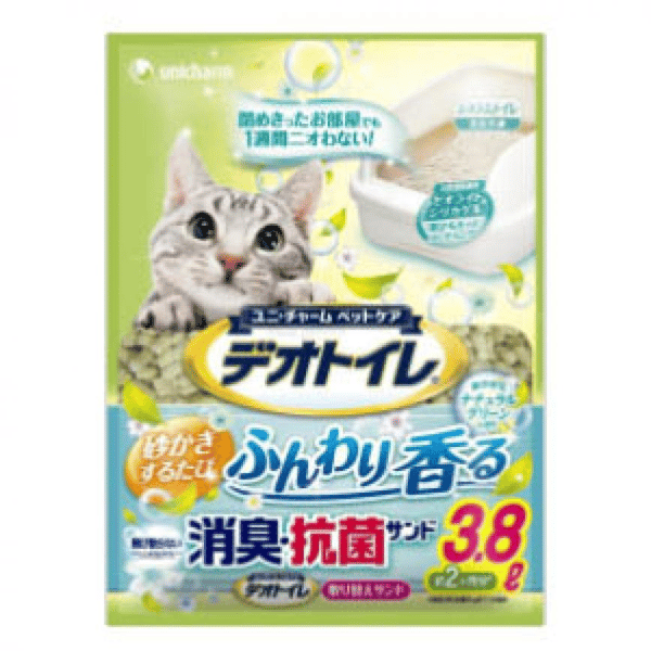 Unicharm 日本消臭大師消臭抗菌沸石 矽膠貓砂 田園花香味 3.8L (圖片1)