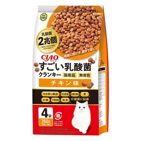 CIAO 貓糧 日本2兆個乳酸菌 雞肉味 190g 4袋入 (橙) (P-303) (圖片1)
