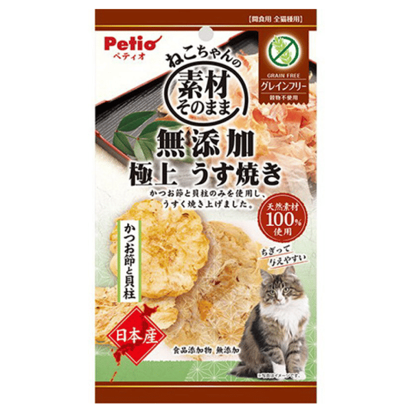 Petio 無穀物貓零食 日本產無添加 極上燒鰹魚節 &扇貝薄片 (牛磺酸・維他命・DHA+) 3g (90602902) (圖片1)