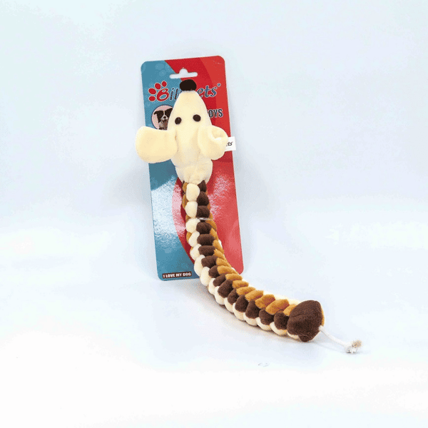 Billipets Billipets 狗玩具 三色編織長圓身狗 淺啡 正面圖