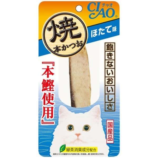 CIAO CIAO 貓零食 日本正宗燒鰹魚條 扇貝味 25g 25g 正面圖