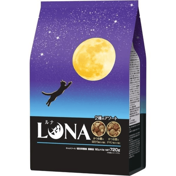 日本Petline 貓糧 LUNA 成貓用 日本國產 鰹魚扇貝+雞肉 720g (紫藍) (圖片1)