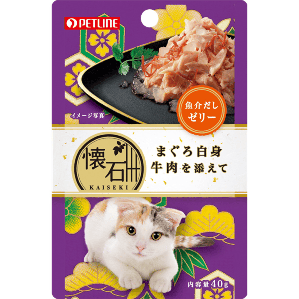 日本Petline 日本Petline 懷石料理 貓餐包 金槍魚+牛肉 40g 40g  正面圖