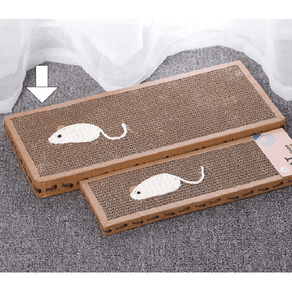 HelloDOG 玩具嚴選 瓦楞紙貓抓板 長方形魚骨邊緣 大號 (45x22x3.5cm) (圖片3)