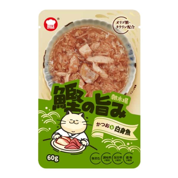 日本HELL'S KITCHEN 朝市場 鰹旨味 貓濕糧 白身魚 60g (圖片1)
