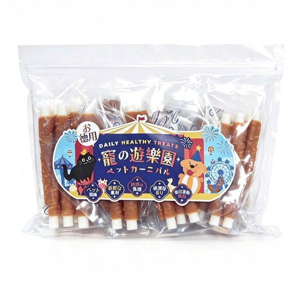 寵之遊樂園 狗零食 訓犬小食 風乾雞肉繞牛皮卷 大包裝 1袋8包 (圖片1)