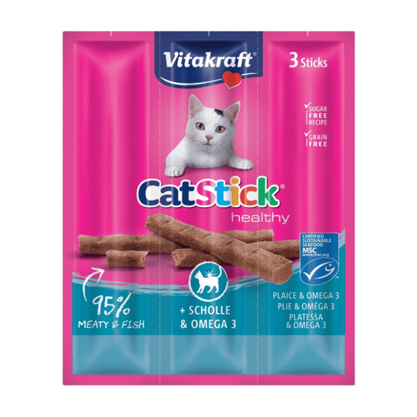 Vitakraft 貓零食 亮毛健膚肉條 比目魚+Omega3 6g*3條 (VK31218B) (圖片1)