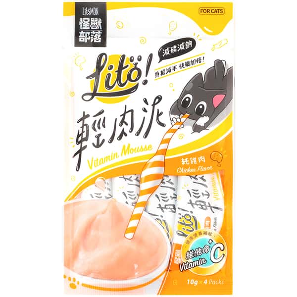 怪獸部落 怪獸部落 貓狗零食 Litö ! 輕肉泥 純雞肉 維他命C添加 10gx4 10g  正面圖