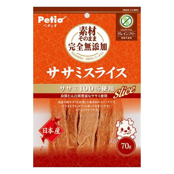 Petio 狗零食 日本產無添加 日本產風乾純雞柳肉片 70g (90503111) (圖片1)