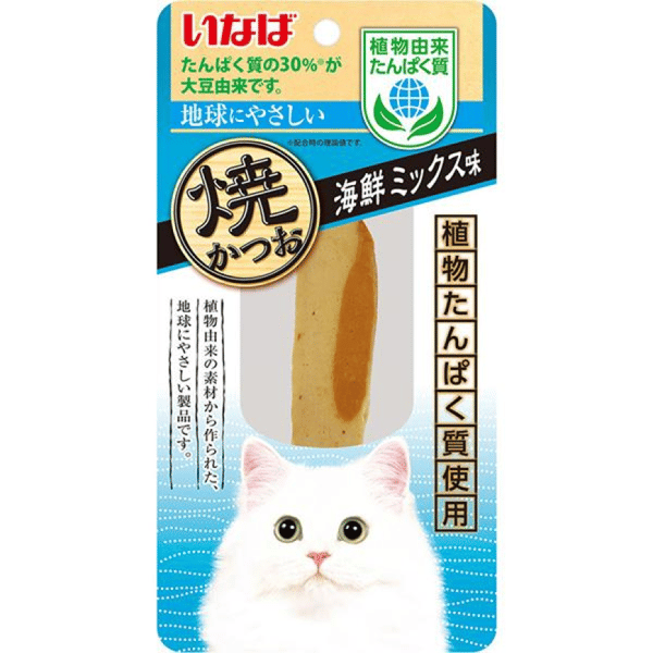 CIAO CIAO 貓零食 日本燒鰹魚條 植物由來蛋白質 海觧雜錦味 25g 25g 正面圖