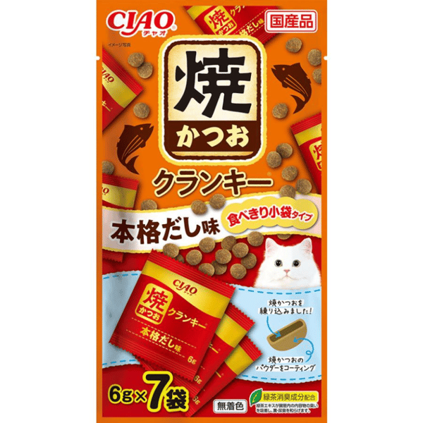 CIAO 貓零食 日本Crunky 燒鰹魚夾心脆餅 高湯味 6g 7袋入 (P-216) (圖片1)