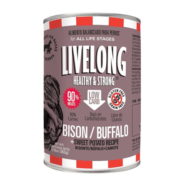 LIVELONG 狗罐頭 無穀物野牛+水牛+甜薯 362g (14502) (圖片1)