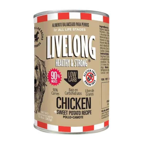 LIVELONG LIVELONG 狗罐頭 無穀物雞肉+甜薯 362g 362g 正面圖