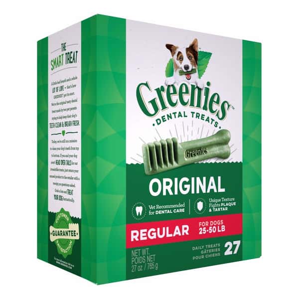 Greenies Greenies 狗零食 Original Regular 潔齒骨 標準犬用 27支 27oz 27oz 犬用 正面圖