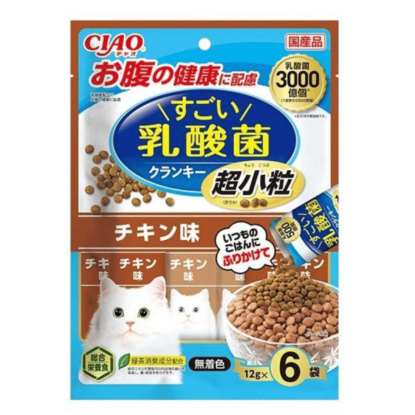 CIAO 貓糧 日本Crunky 3000億個乳酸菌 超小粒 雞肉味 12g 6袋入 (P-443) (圖片1)