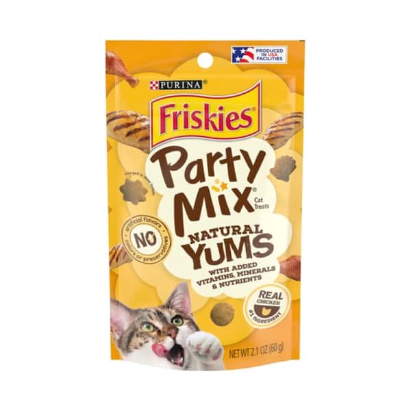 Friskies喜躍 Friskies喜躍 Party Mix Natural Yums 貓零食 貓脆餅 雞肉 2.1oz 1oz 正面圖