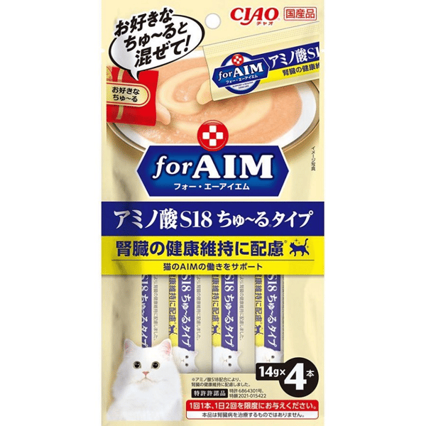 CIAO 肉泥 貓零食 腎臓健康維持 for AIM 氨基酸S18 14g 4本袋裝 (CA-01) (圖片1)