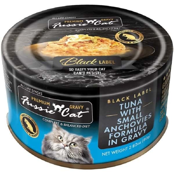 Fussie Fussie Cat 貓罐頭 肉汁主食罐 極品吞拿魚 + 小鯷魚 Tuna with Small Anchovies Formula in Gravy 80g 80g 正面圖