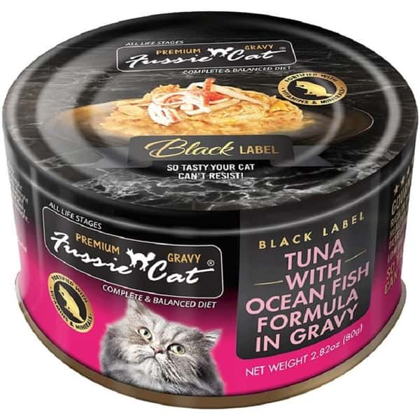 Fussie Fussie Cat 貓罐頭 肉汁主食罐 極品吞拿魚 + 海魚 Tuna with Ocean Fish Formula in Gravy 80g 80g  正面圖