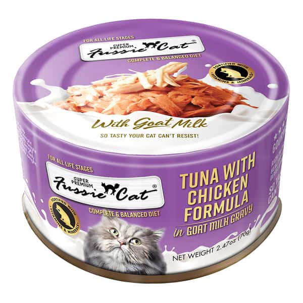 Fussie Cat 貓罐頭 主食罐 極品吞拿魚 + 雞肉 70g Tuna with Chicken Formula in Goat Milk Gravy (FUM-YLC) (圖片1)