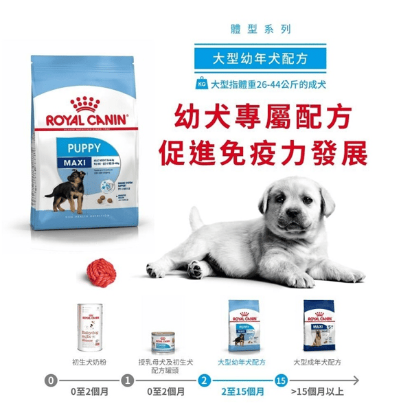 Royal Canin Royal Canin 狗糧 法國皇家狗糧 健康營養系列 大型幼犬營養配方 大型幼犬糧 AGR32 4kg 4kg 背面圖