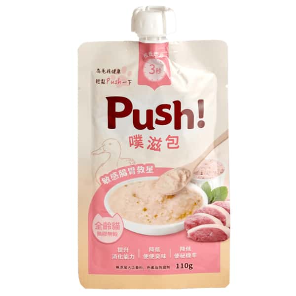 Push! Push! 噗滋包 嚴選貓咪主食肉泥 櫻桃鴨 110g 110g  背面圖