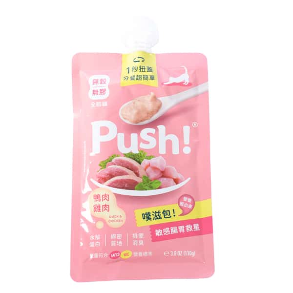 Push! Push! 噗滋包 嚴選貓咪主食肉泥 櫻桃鴨 110g 110g  背面圖