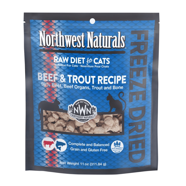 Northwest Naturals 無穀物凍乾脫水貓糧 牛肉+鱒魚 11oz 311g (NWFFD11BFTR) (圖片1)