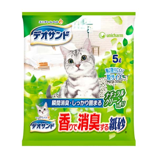 Unicharm Unicharm 日本消臭結團 紙貓砂 庭園香 5L 5L 正面圖
