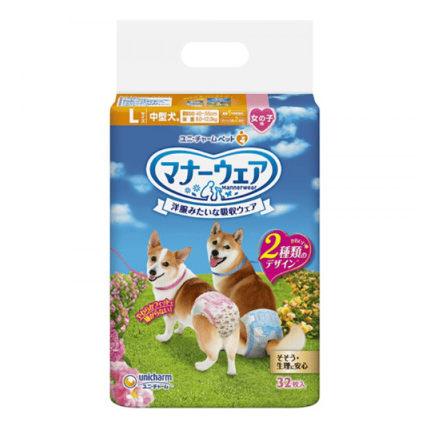 Unicharm ⺟⽝⽤禮儀褲-L-碼 8-12kg 40-55cm 32片 (ucj2L2) (圖片1)