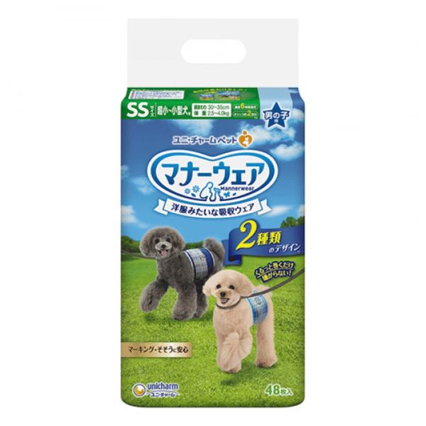 Unicharm 公⽝⽤禮儀褲-SS-碼 2.5-4kg 30-35cm 48片 (ucj1ss2) (圖片1)