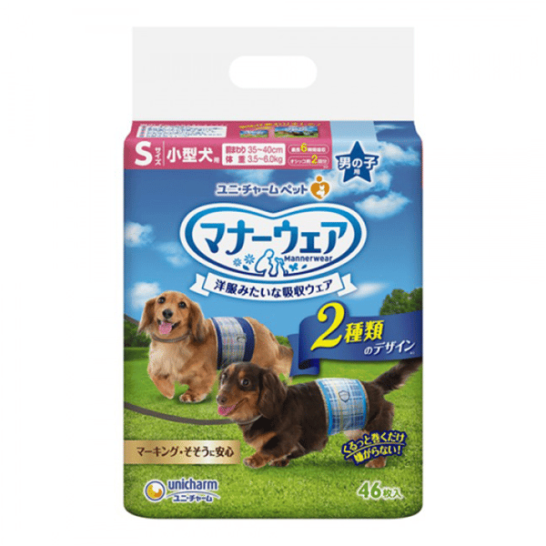 Unicharm 公⽝⽤禮儀褲-S-碼 3.5-6kg 35-40cm 46片 (ucj1s2) (圖片1)